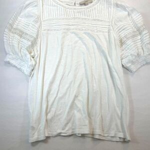 Loft Women's White Blouse with Lace and Puff Sleeves Size XXL Fairycore Softgirl